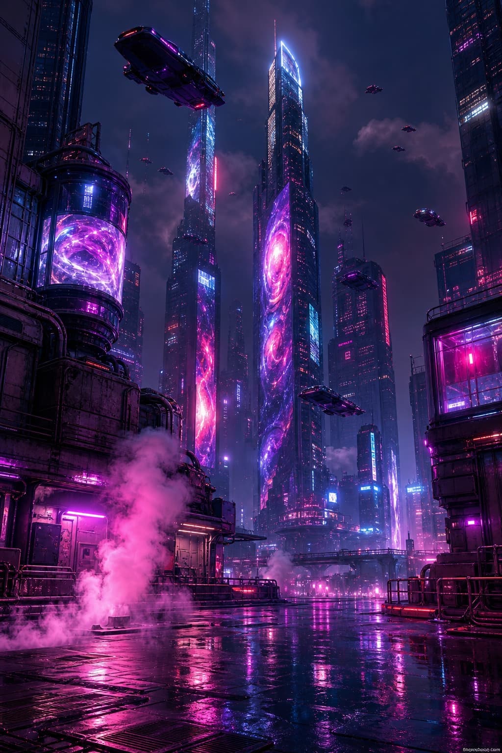 AI生成的赛博朋克城市